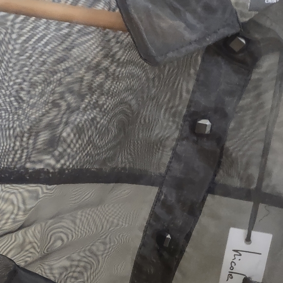 Nicole Miller Sheer Button Front Shirt - Picture 4 of 13